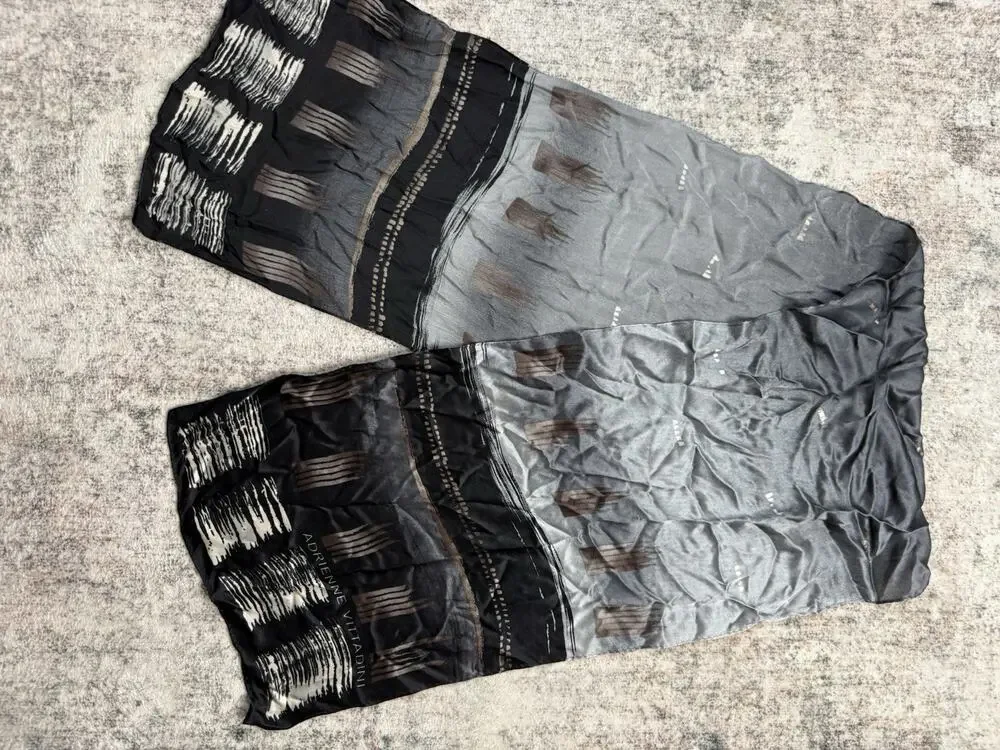 Adrienne Vittadini Scarf Silk Brown Black Animal Print 52 x 11 Rectangle Japan